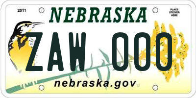 NE license plate ZAW000