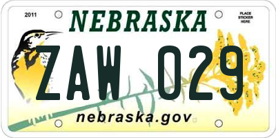 NE license plate ZAW029