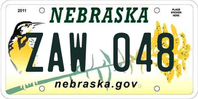 NE license plate ZAW048