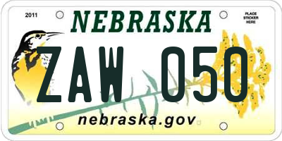 NE license plate ZAW050