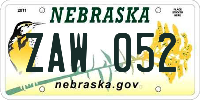 NE license plate ZAW052