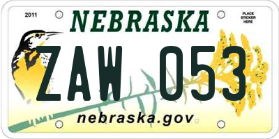 NE license plate ZAW053