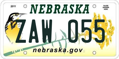 NE license plate ZAW055