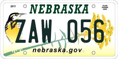 NE license plate ZAW056