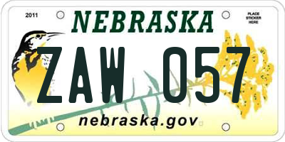 NE license plate ZAW057