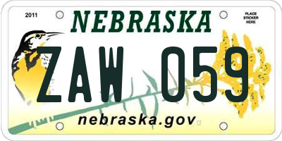 NE license plate ZAW059