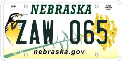 NE license plate ZAW065