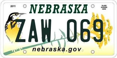NE license plate ZAW069