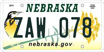 NE license plate ZAW078
