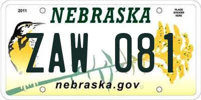 NE license plate ZAW081
