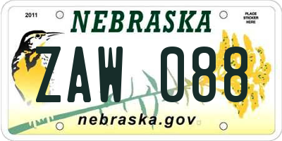 NE license plate ZAW088