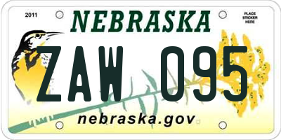 NE license plate ZAW095