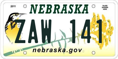 NE license plate ZAW141