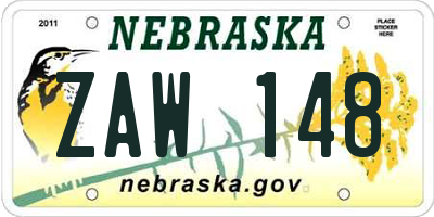 NE license plate ZAW148