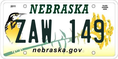 NE license plate ZAW149