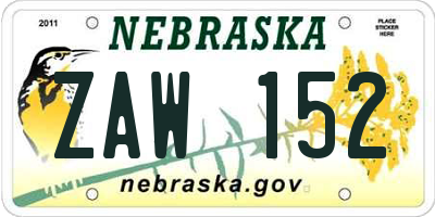 NE license plate ZAW152