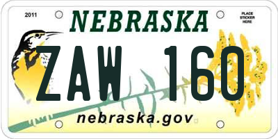 NE license plate ZAW160