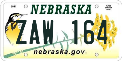 NE license plate ZAW164