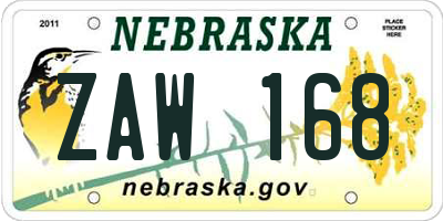NE license plate ZAW168