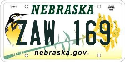 NE license plate ZAW169
