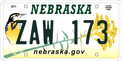 NE license plate ZAW173