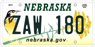 NE license plate ZAW180