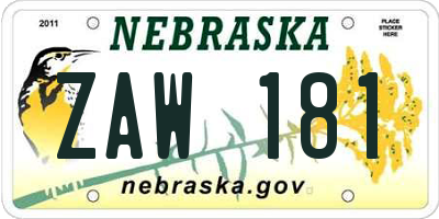 NE license plate ZAW181