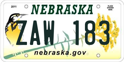 NE license plate ZAW183