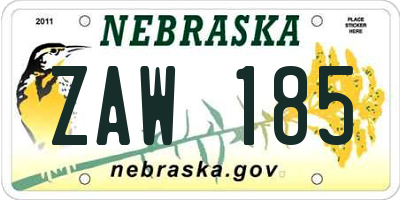 NE license plate ZAW185