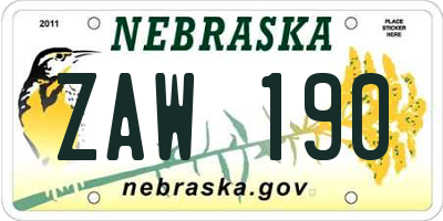 NE license plate ZAW190