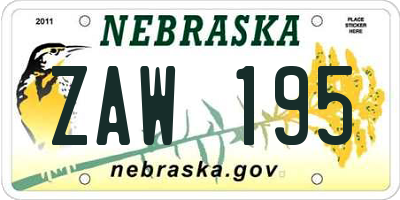 NE license plate ZAW195