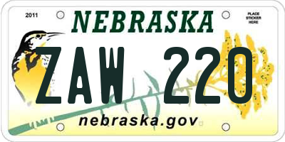 NE license plate ZAW220