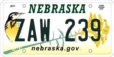 NE license plate ZAW239