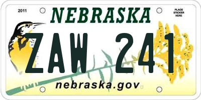 NE license plate ZAW241