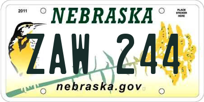 NE license plate ZAW244