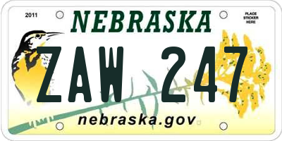NE license plate ZAW247