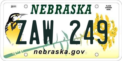 NE license plate ZAW249