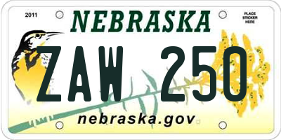 NE license plate ZAW250