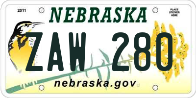 NE license plate ZAW280