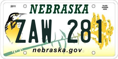 NE license plate ZAW281