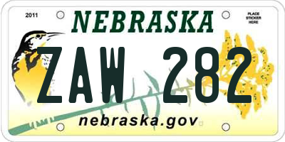 NE license plate ZAW282