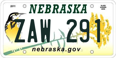 NE license plate ZAW291