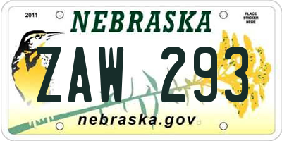 NE license plate ZAW293