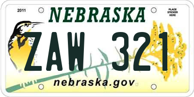 NE license plate ZAW321