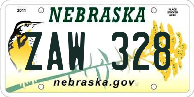 NE license plate ZAW328