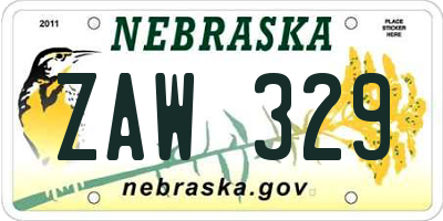 NE license plate ZAW329