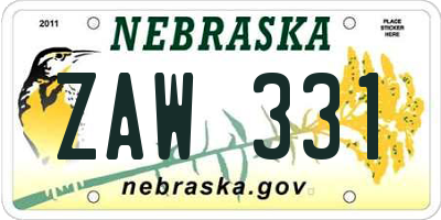 NE license plate ZAW331
