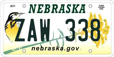 NE license plate ZAW338