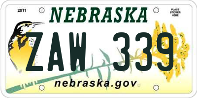 NE license plate ZAW339