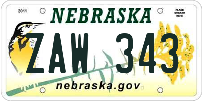NE license plate ZAW343